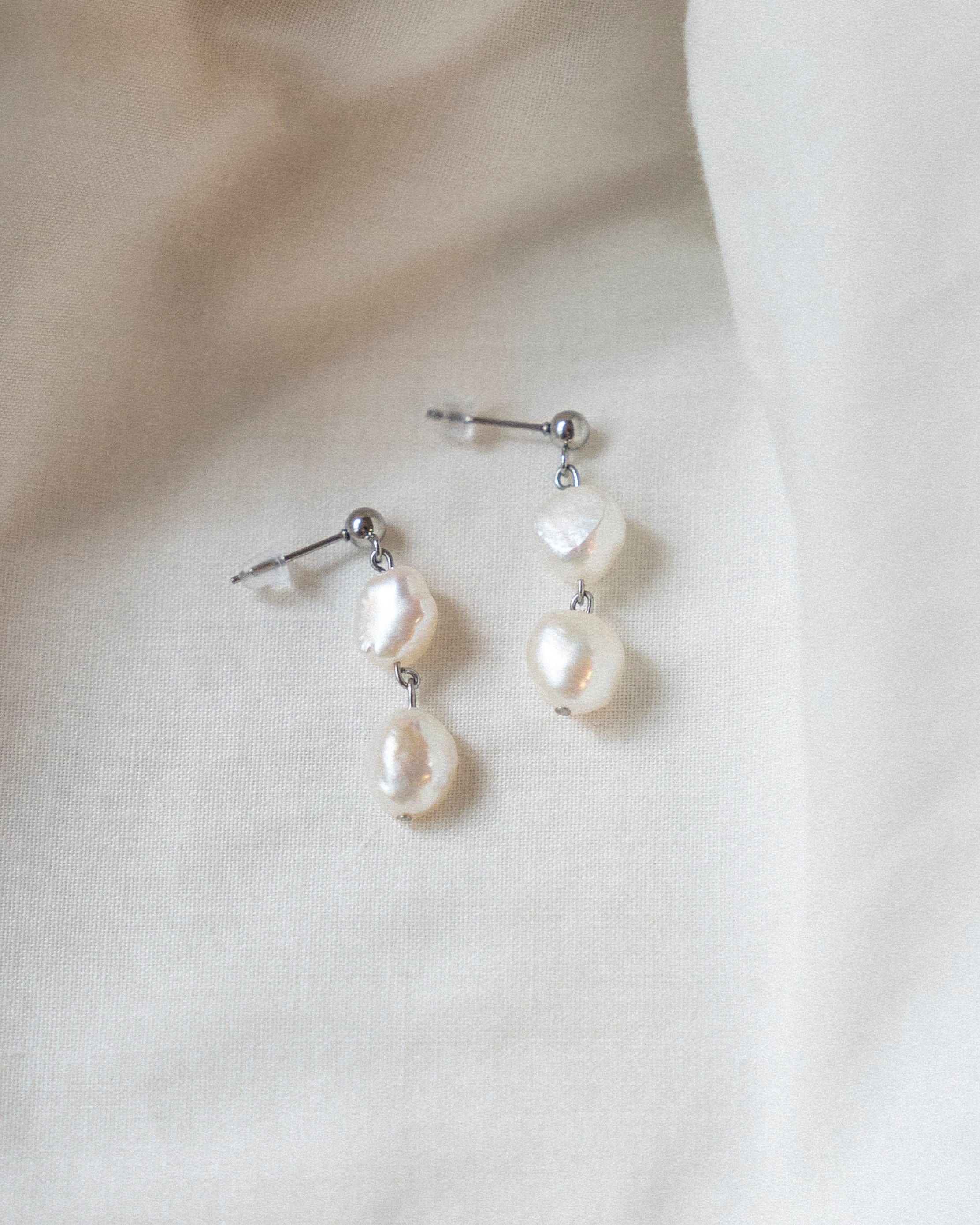 Elisse Double Pearl Drop Studs - Image 6