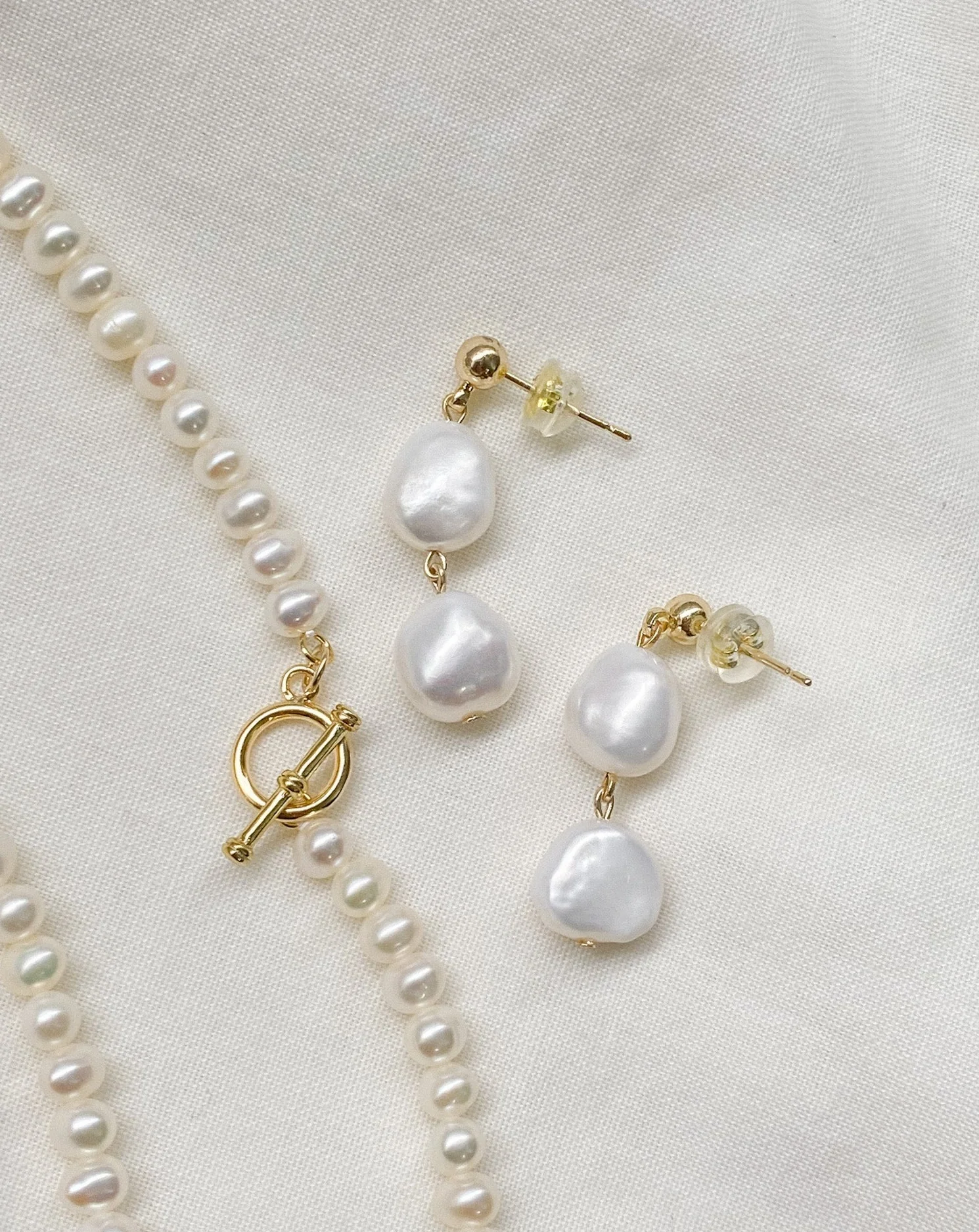 Elisse Double Pearl Drop Studs - Image 8